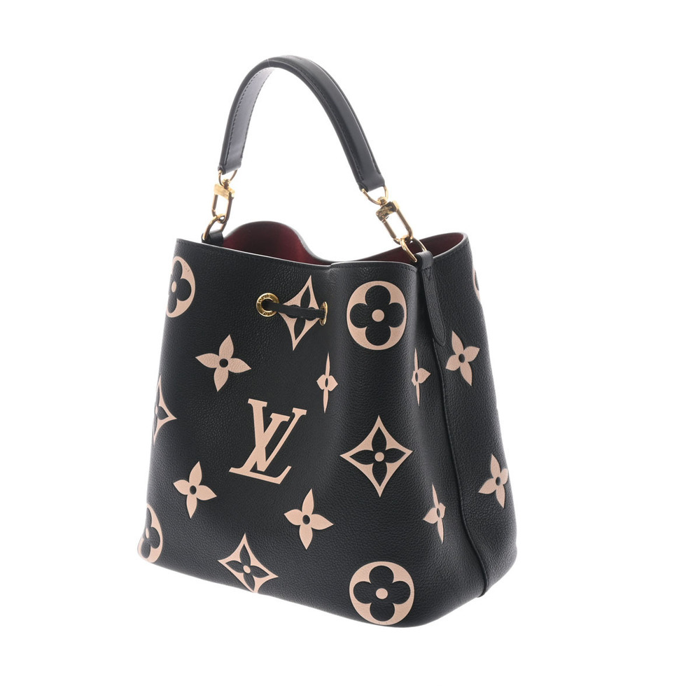 Louis Vuitton Beige Black Empreinte Grained Bag Shoulder Noir NeoNoe Tan Leather